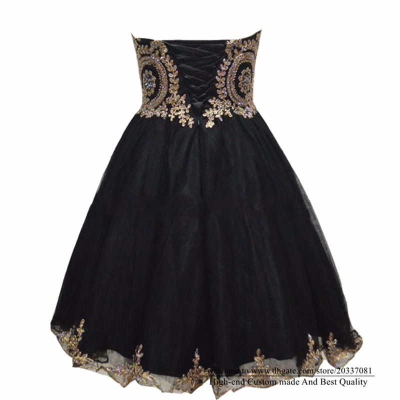 Sweet Sexy Gold Appliques Mini Homecoming Dress 2021 Sweetheart Crystal Tulle Lace Up Plus Size Graduation Cocktail Prom Party Gown H08