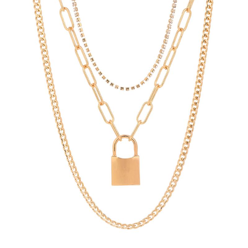 3PC/SET Hiphop Multi Layer Lock Pendant Necklace For Women Crystal Rhinestones Fashion Chain Decoration On The Neck Chokers
3PC/SET Hiphop Multi Layer Lock Pendant Necklace For Women Crystal Rhinestones Fashion Chain Decoration On The Neck Chokers