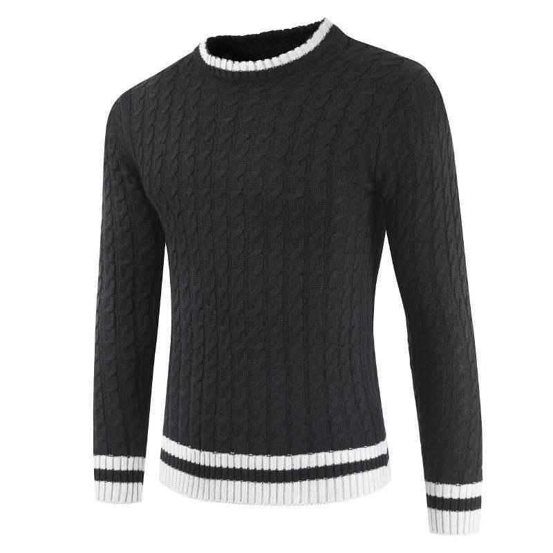 Jersey Hombre Autumn Winter Male O-neck Pullover Knitted Sweater Teenager Casual Patchwork Twist Pattern Acrylic Tops Plus Size 210604