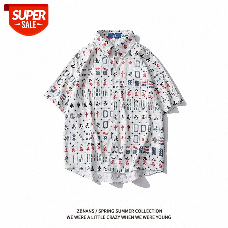 street retro fun print short-sleeved shirt men's loose bf casual half-sleeved jacket #417r, White;black
street retro fun print short-sleeved shirt men's loose bf casual half-sleeved jacket #417r, White;black