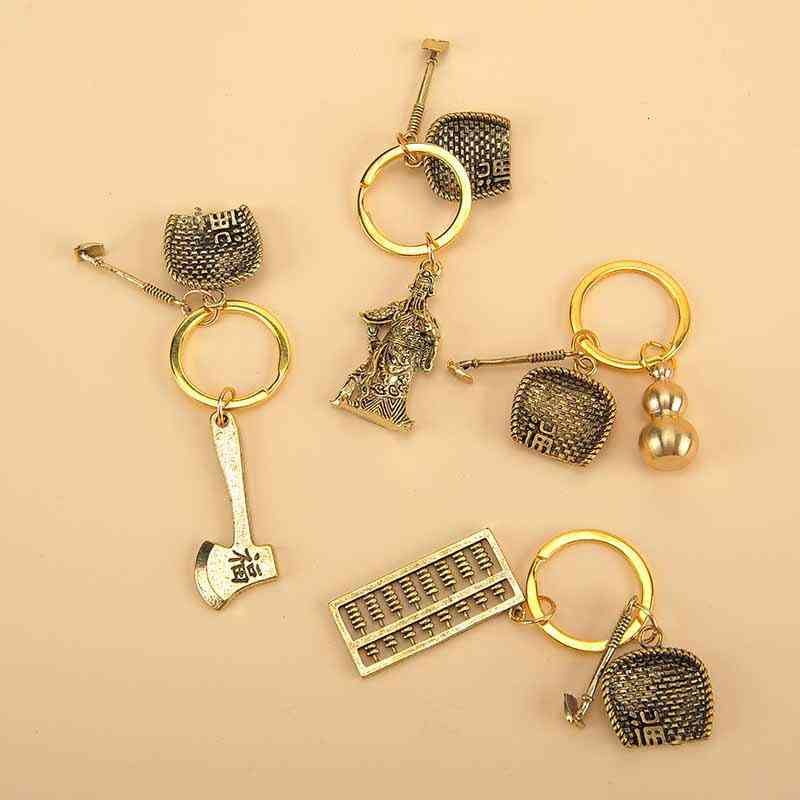 Key Rings Chain Pendant Men's Chinese Style Brass Dustpan Car Creative Personalized Accessories