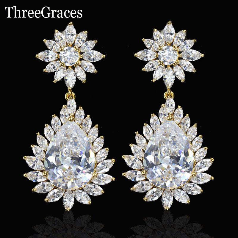 Dangle & Chandelier ThreeGraces Luxurious Bridal Jewelry Gold Color Cubic Zirconia Big Long Flower Drop Wedding Earrings For Women ER305, Silver
Dangle & Chandelier ThreeGraces Luxurious Bridal Jewelry Gold Color Cubic Zirconia Big Long Flower Drop Wedding Earrings For Women ER305, Silver