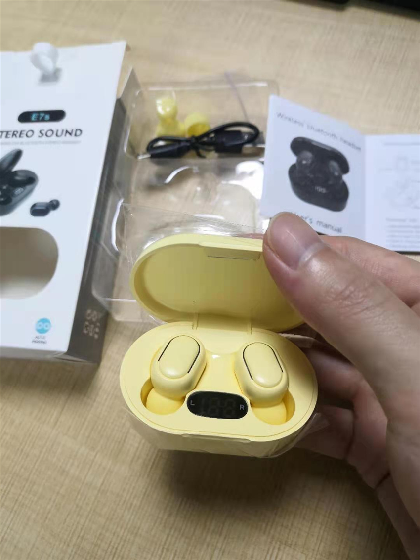E7S TWS Black Ear Bud True Wireless Bluetooth EarphonesTouch Control Water proof Stereo inEar Headphones with charge case Built658