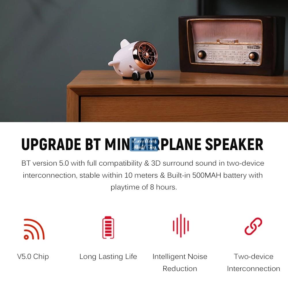 Cute Cartoon Aircraft Modle Wireless Bluetooth Speaker, Mini Portable o, Answer the Phone, Dual interconnection, Christmas Kid Birthday Gift, Decorati