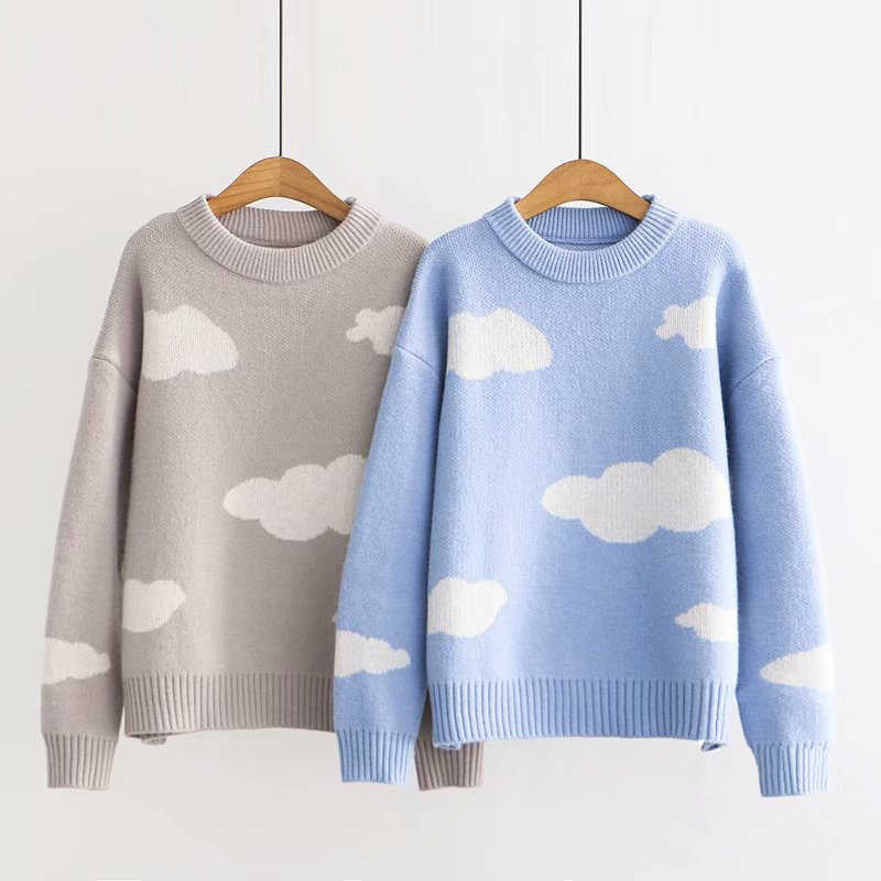 Sweaters Women Harajuku Lovely Chic Preppy Simple Soft Loose Spring Teens Knitwear Casual Fashion Korean Girls Pullover C-171 210928