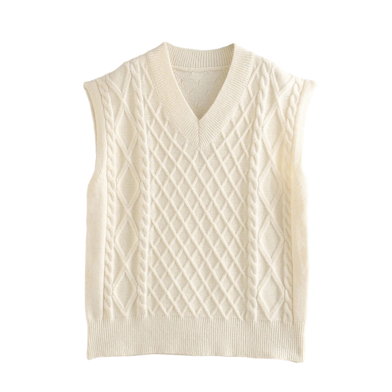 Casual Woman Beige Loose Soft V Neck Crochet Vest Spring Fashion Ladies Basic Knitwear Female Elegant Knitted Tank 210515