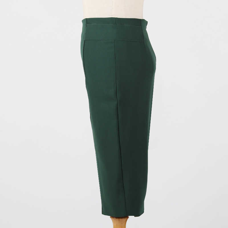 Green Pencil Skirt Women Elegant High Waist Front Split Bodycon Office Ladies Slim Package Hip Vintage Midi 210603