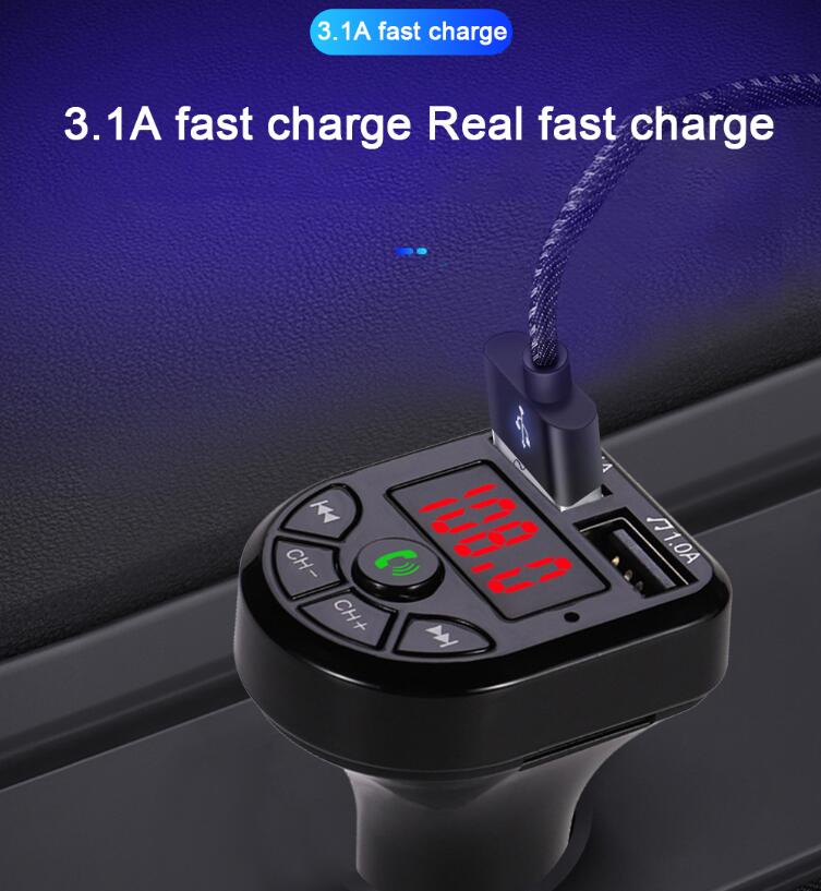 BTE5 bluetooth Car kit MP3 Player FM Transmitter Modulator Dual USB Charging-Port for 12-24V General Vehicle