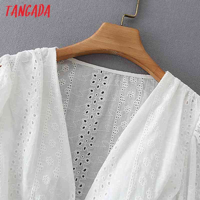 Women Retro Embroidery Romantic Crop Blouse Long Sleeve Chic Female Shirt Tops 2M144 210416