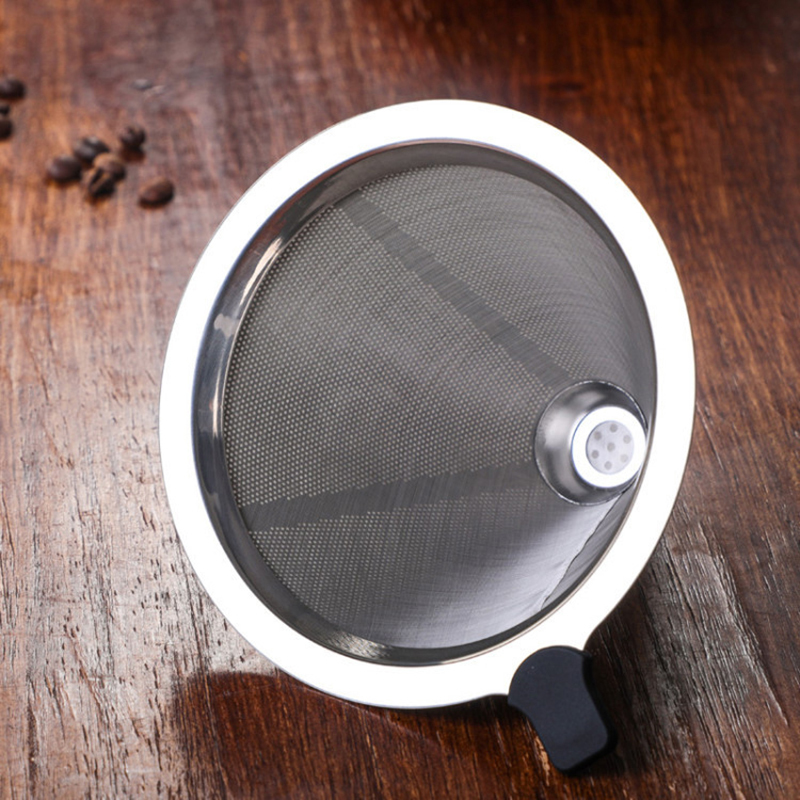 Pour Over Coffee Maker 400ML 600ML 800ML Reusable Stainless Steel Permanent Filter Manual Dripper with Real Wood Sleeve 220301