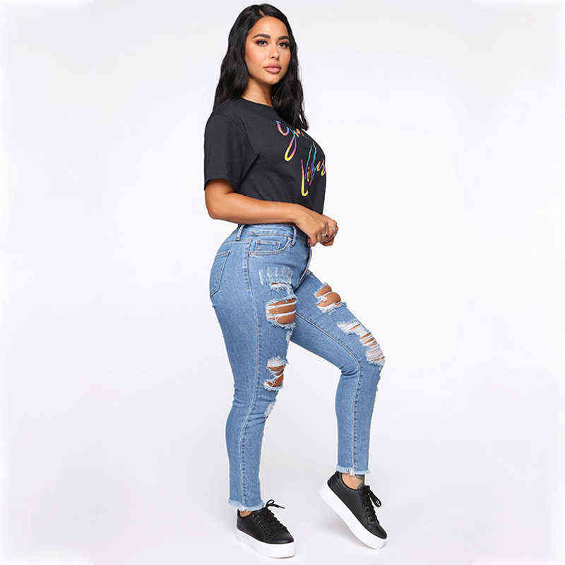 Pants Female Women's Jeans Large Size Boyfriend Jean Women y2k High Waist Mom Ripped Stright Trousers 6236 211129