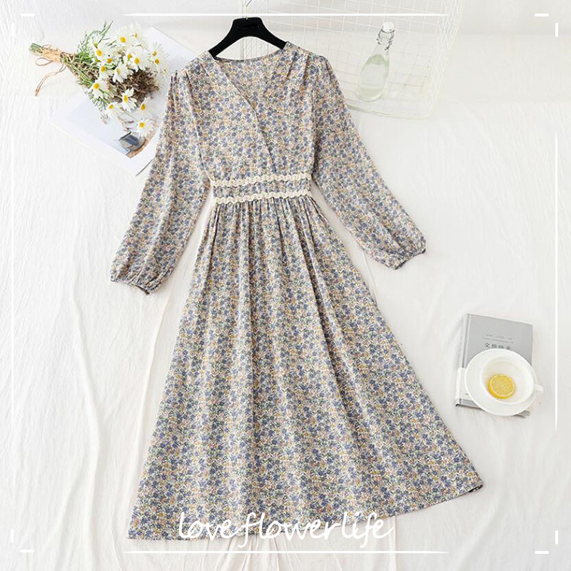 Vintage Floral Print Women Dress Elegant Ruffle Chiffon Party Dress Long Sleeve V Neck Midi Dress Spring Summer Dresses 210521, Floral 3
Vintage Floral Print Women Dress Elegant Ruffle Chiffon Party Dress Long Sleeve V Neck Midi Dress Spring Summer Dresses 210521, Floral 3