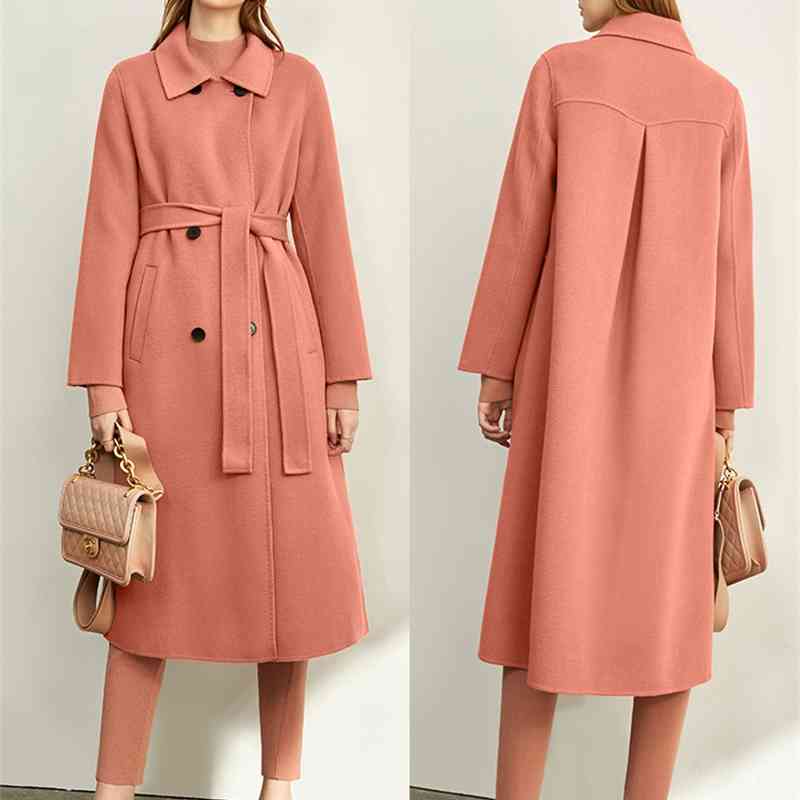 Hepburn all wool double faced en overcoat women's winter black loose long coat 11980086 210527