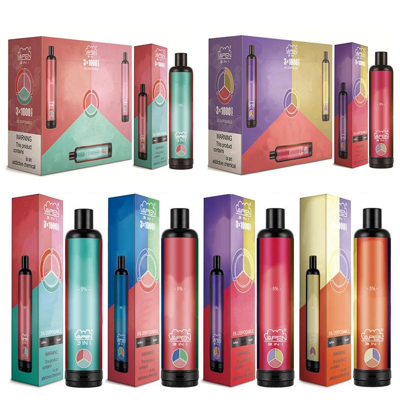 100% Authentic VAPEN 3IN1 3000Puffs Disposable E cigarettes 3 in 1 Vaporizer 3*3.2ml Pre-Filled Vape Pen Airflow System Portable Vapors Kit
100% Authentic VAPEN 3IN1 3000Puffs Disposable E cigarettes 3 in 1 Vaporizer 3*3.2ml Pre-Filled Vape Pen Airflow System Portable Vapors Kit