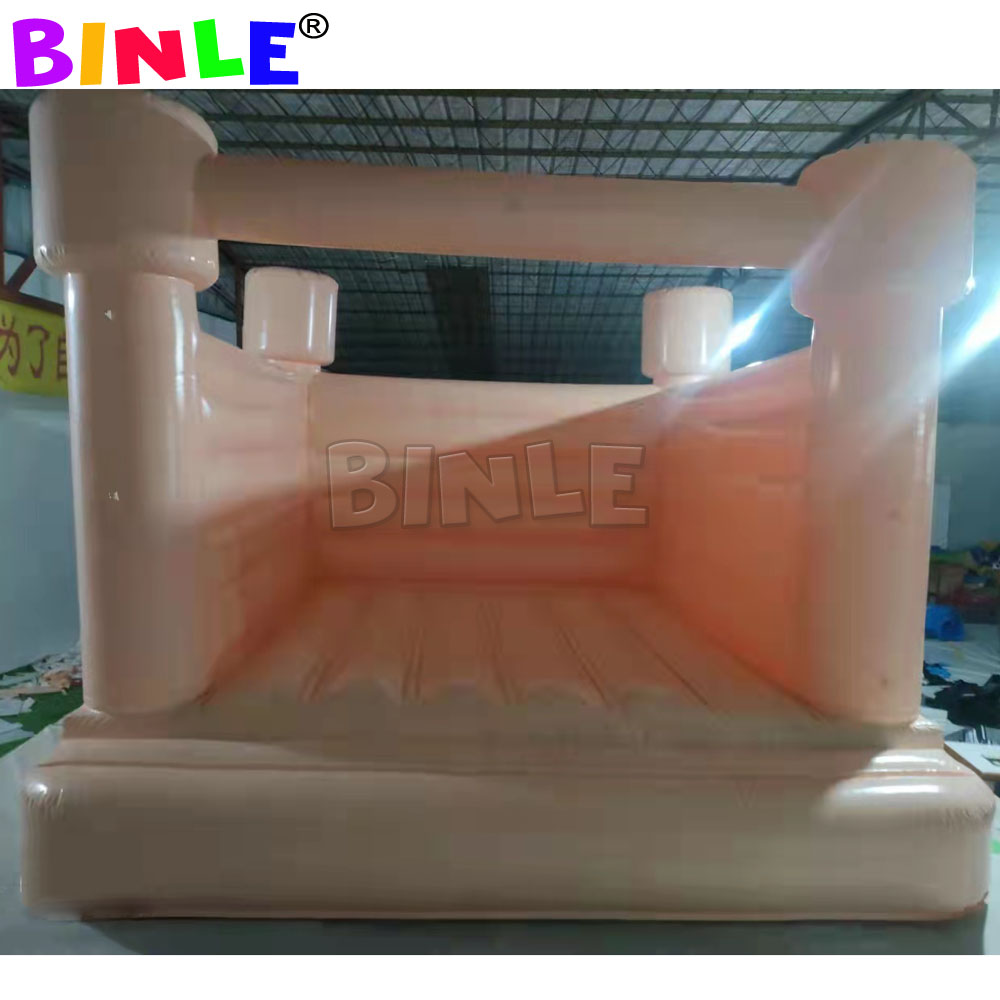 Peach Inflatable Bounce House White Jumping Castle Wedding Bouncer Jumper Kids Pastel Line colors