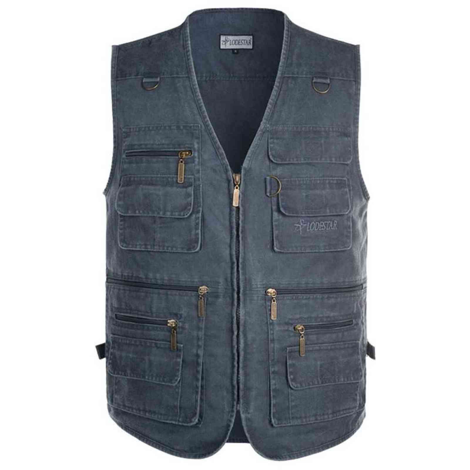 8XL 9XL 10XL Male Casual Summer Big Size Cotton Sleeveless Vest With Many 16 Pockets Men Multi Pocket Pograph Waistcoat 211111