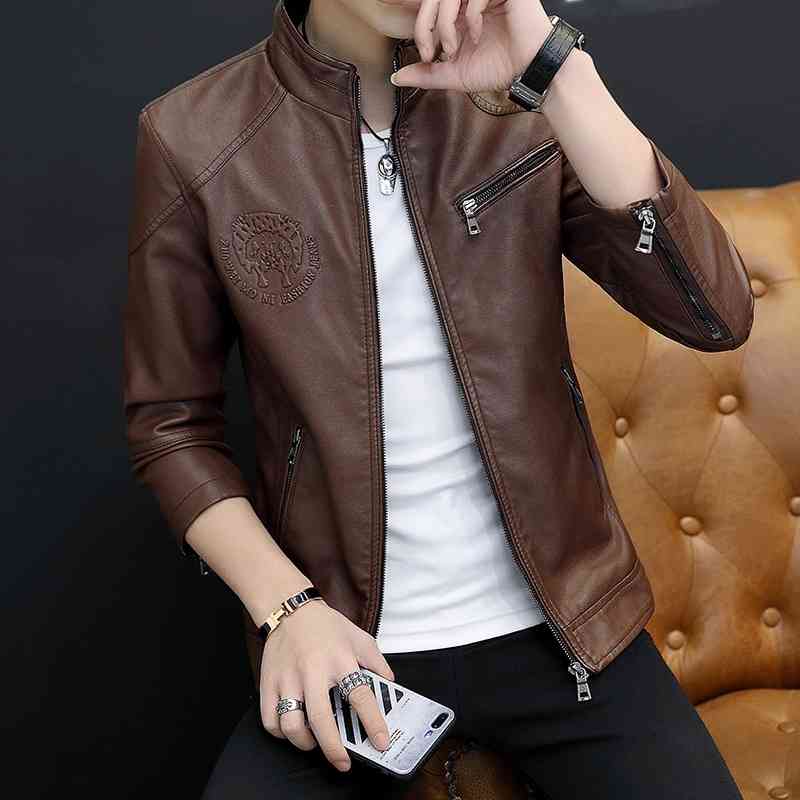 Leather Men's 2021 new men's PU stand collar leather men's Korean Chao brand slim fit Plush and winter leather, Z 833 coffee
Leather Men's 2021 new men's PU stand collar leather men's Korean Chao brand slim fit Plush and winter leather, Z 833 coffee