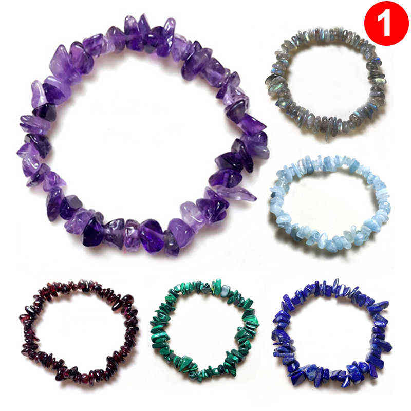 Hot Irregular Natural Crystals Chakras Stone Bracelet Beads Chips Jewelry Bracelets Yellow Clear Aquamarines