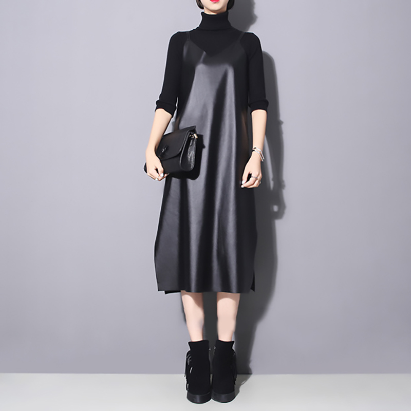 2021eam 2021 new spring summer strapless sleeveless black pu leather loose brief dress women fashion tide all-match jo287, Black;gray
2021eam 2021 new spring summer strapless sleeveless black pu leather loose brief dress women fashion tide all-match jo287, Black;gray
