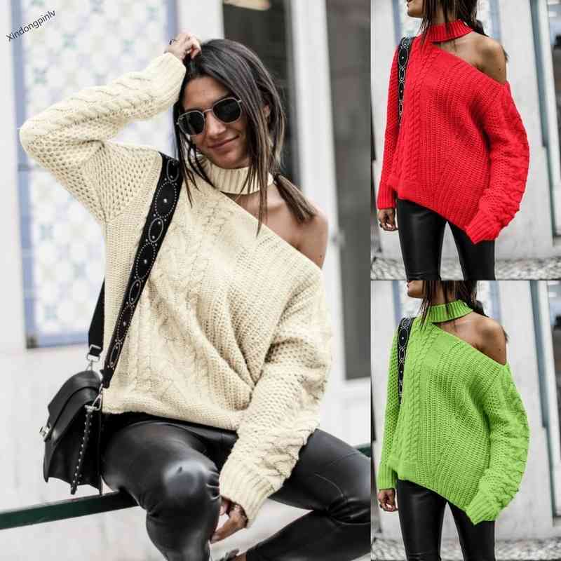 Turtleneck Sexy One Shoulder Sweater Women Pullover Long Sleeve Autumn Winter Warm Thick Jumpers Knit Ladies s 210603, Creamy-white
Turtleneck Sexy One Shoulder Sweater Women Pullover Long Sleeve Autumn Winter Warm Thick Jumpers Knit Ladies s 210603, Creamy-white