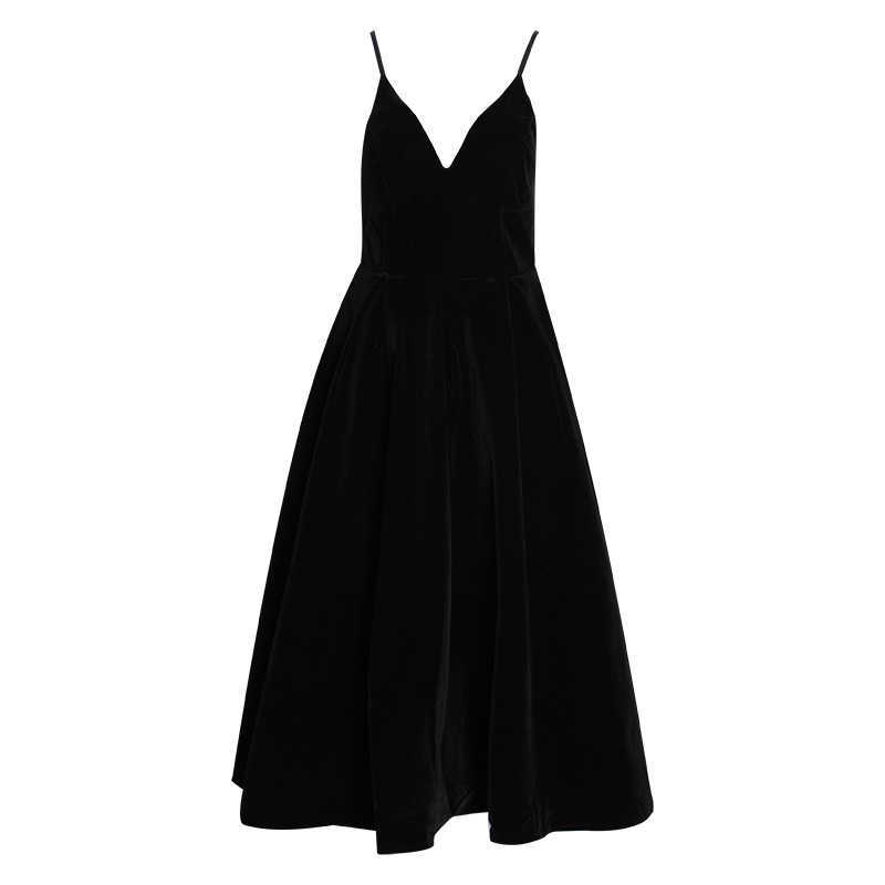 TWOTYLE Summer Backless Dress For Women V Neck Spaghetti Strap Sleeveless High Waist Sexy Party Dresses Female Fashion 210623