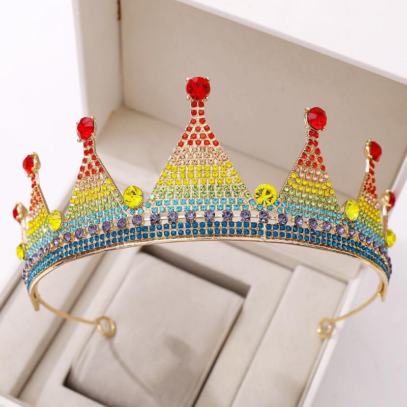 Baroque Vintage Rainbow Crystal Geometric Bridal Tiaras Cz Crown Rhinestone Pageant Diadem Headbands Wedding Hair Accessories Clips & Barret, Golden;silver 
Baroque Vintage Rainbow Crystal Geometric Bridal Tiaras Cz Crown Rhinestone Pageant Diadem Headbands Wedding Hair Accessories Clips & Barret, Golden;silver