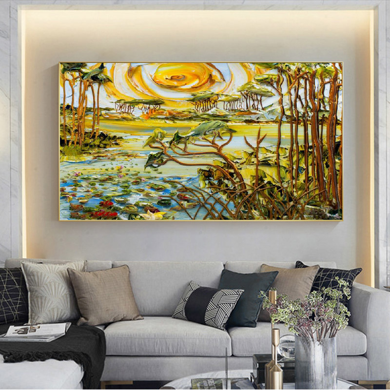 Large Size Oil Painting Print Colorful Tree Poster Wall Art Canvas Painting Abstract Picture For Living Room Decor