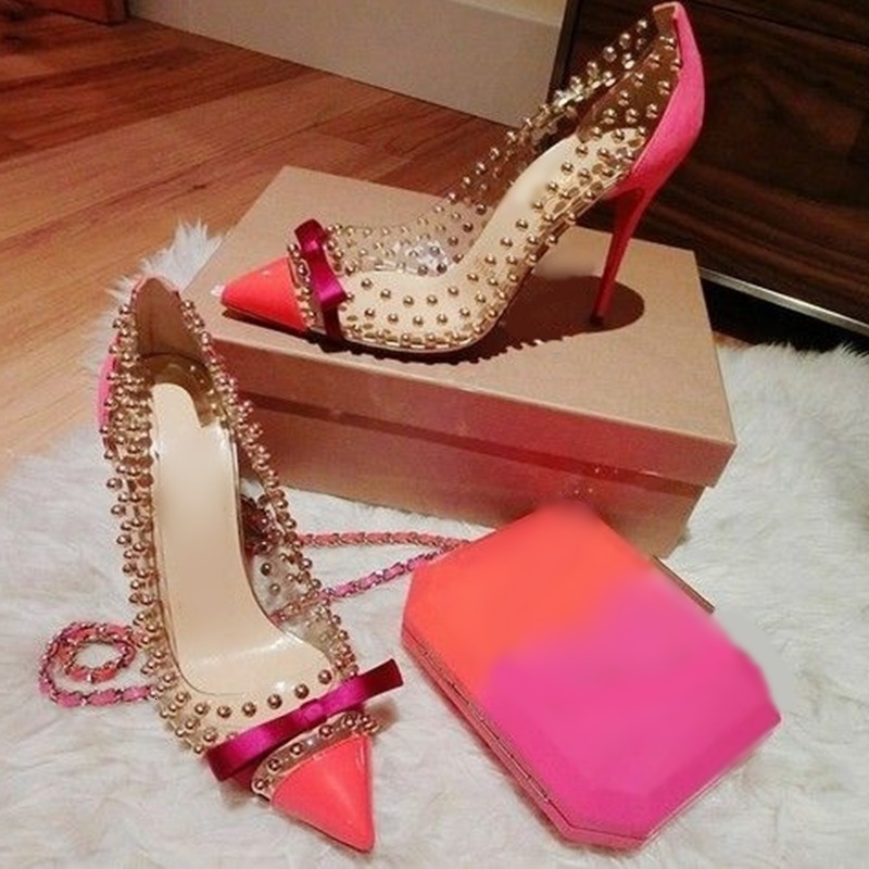 Slippers High heels in transparent suede, sexy pink suede blue shoes with bow ties and high , rivets, 12-inch stiletto for banquet MOEG, 1# shoe box
Slippers High heels in transparent suede, sexy pink suede blue shoes with bow ties and high , rivets, 12-inch stiletto for banquet MOEG, 1# shoe box