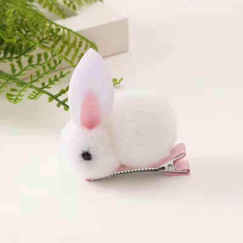 Hair Accessories Net Red Cute Little Rabbit Three-dimensional Plush Hairpin Student Korean Version Sweet Headdress Super Fairy