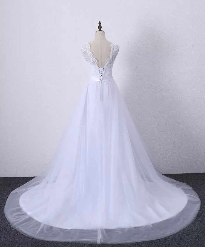 New Fashion Vintage Summer Holiday Beach Lace Bridal Gown Scoop Backless Boho Bohemain A-line Wedding Dresses Real Images In Stock