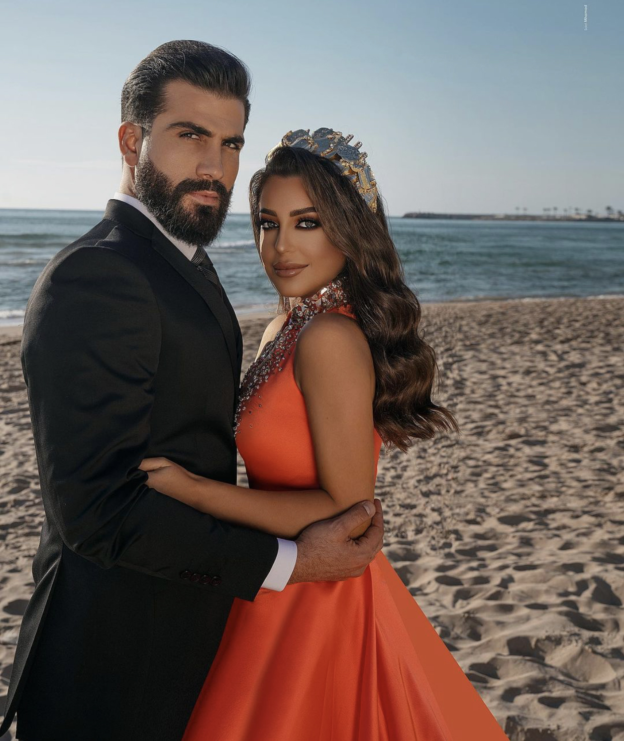 Sexy Orange Prom Dresses Keyhole Neck Mermaid Beads Crystals High Split African Sweep Train Evening Gowns Middle East Plus Size Vestidos De Festa