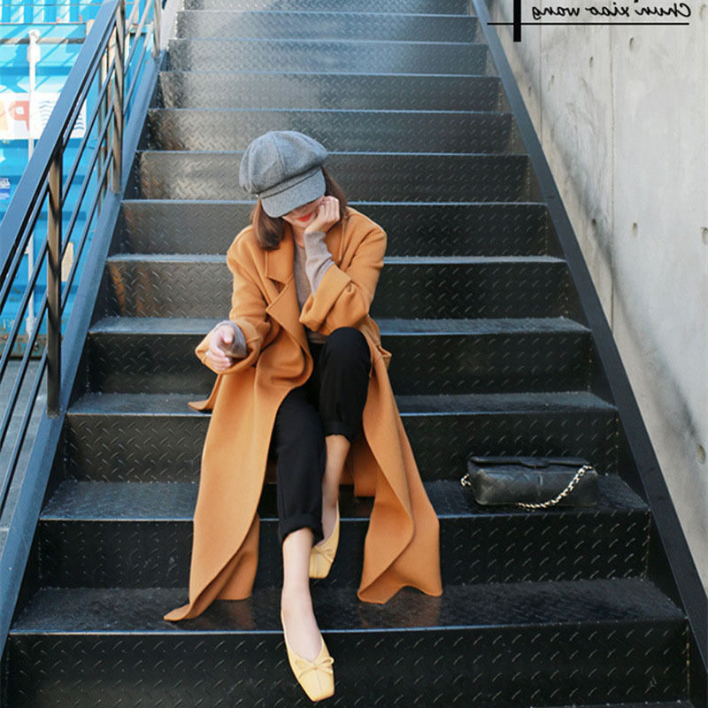 Women Long Wool Coat Winter Fashion Warm Woolen Blends Female Loose Batwing Sleeve Solid Color Elegant Woolen Coat Outwear 210414