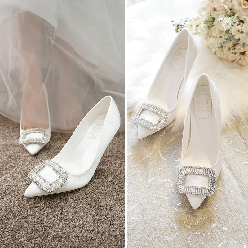 Dress Shoes HKXN 2021 Pointed High Heel White Wedding Women Pumps Rhinestone Bridal Small Code 32-43 Party, White heel 9cm
Dress Shoes HKXN 2021 Pointed High Heel White Wedding Women Pumps Rhinestone Bridal Small Code 32-43 Party, White heel 9cm