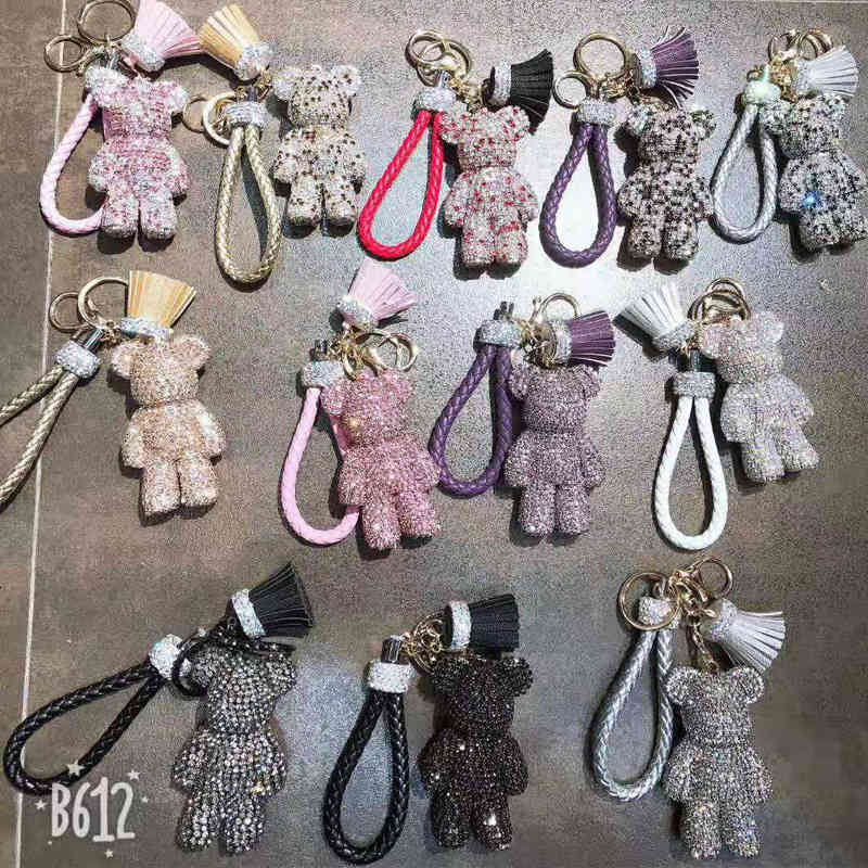 Diamond Studded Violent Bear Key Chain Pendant Car Claw Little Luggage Lovely Gift