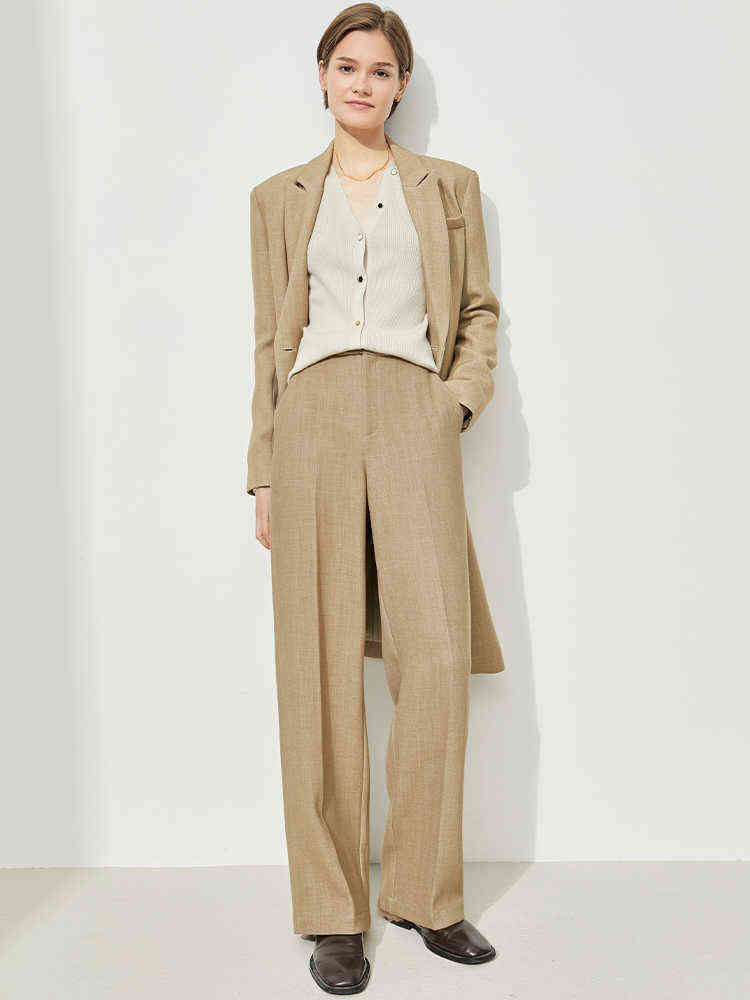Amii Minimalism Winter Pants For Women Elegant High Wais Wide Leg Office Lady Suit Pant Female Casual Trousers 12130402 211115