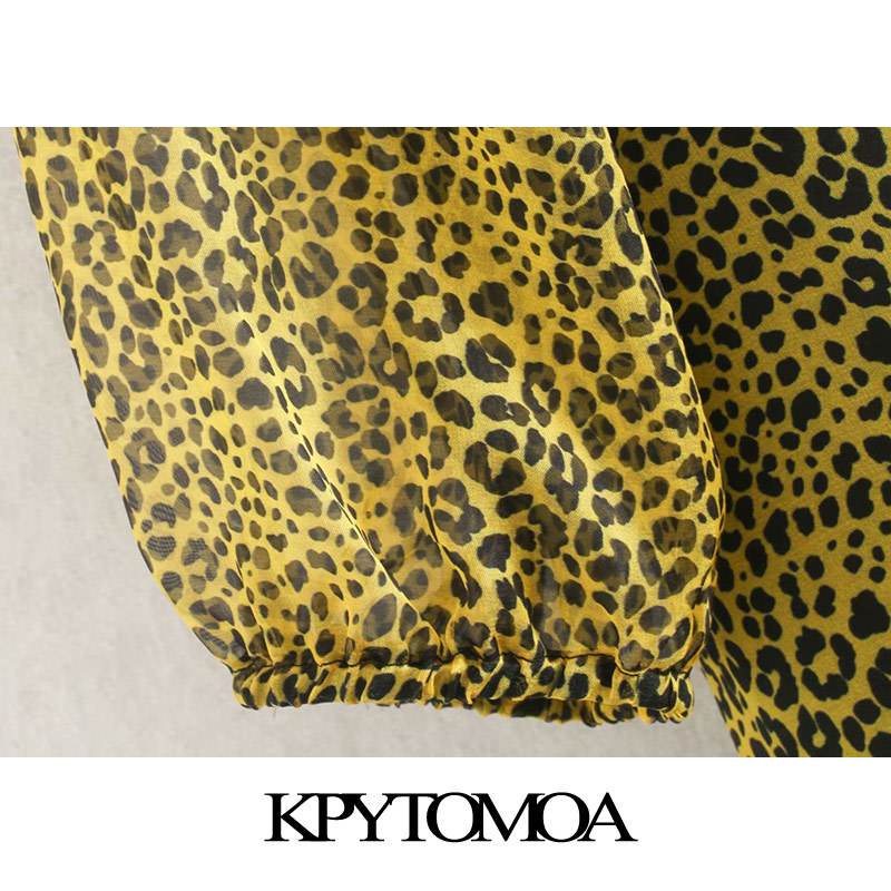 Women Chic Fashion Leopard Print Ruffled Mini Dress Half Sleeve Animal Pattern Female Dresses Vestidos 210420