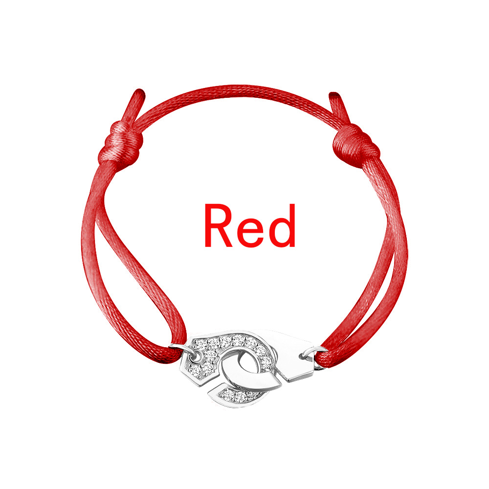 Original Color Handcuff Wedding Bracelet 925 Sterling Silver With Zircon France Style For Women Men Menottes Adjustable Rope Jewelry