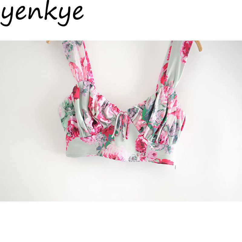 Rose Floral Print Cami Top Fashion Women Sleeveless V Neck Summer Sexy Tops Holiday Boho Crop Top LDZZ6249 210625