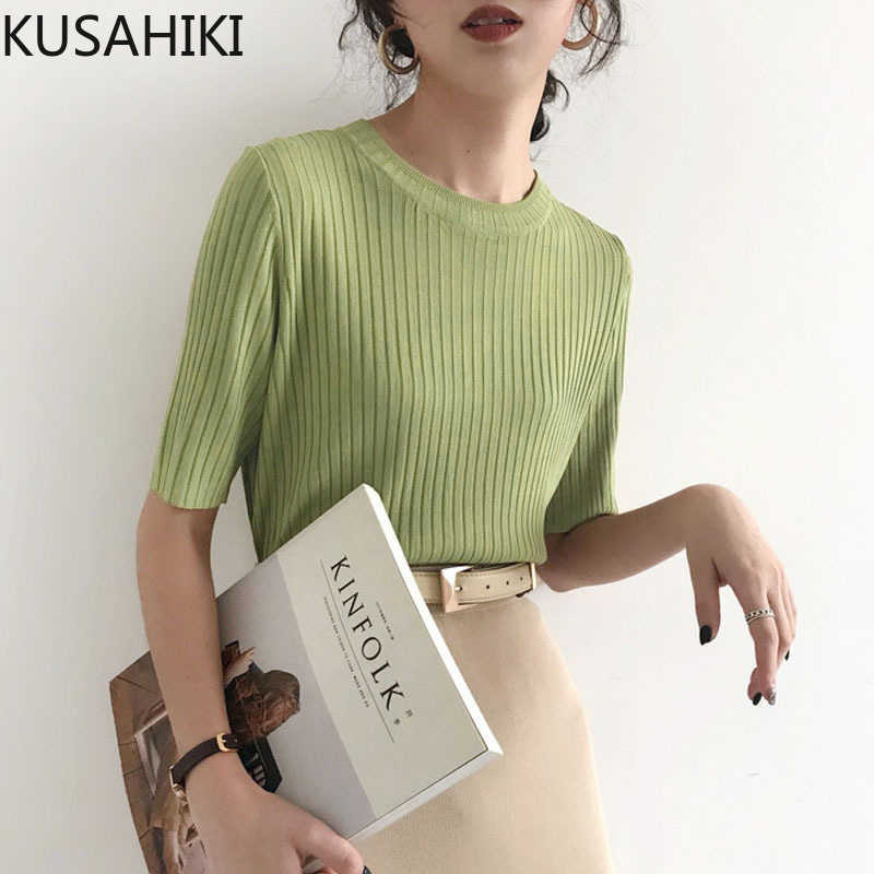 Half Sleeve Ice Silk Knitted T Shirts Korean Solid Elegant Graphic ees Women Spring Summer Shirt 6E748 210603, Orange
Half Sleeve Ice Silk Knitted T Shirts Korean Solid Elegant Graphic ees Women Spring Summer Shirt 6E748 210603, Orange