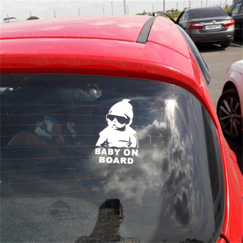 Vehicle Baby ON Board Cool Stickers Rear Reflective Sunglasses Child Scratch Warning Decal For Auto Racing Computer Truck Windows Office Home Gift Dec