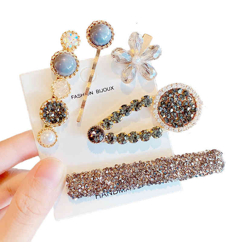 Hair Jewelry Accessories 2021 Korean Version Net Red Diamond Pin Pearl Side Bangs Temperament Girl Full