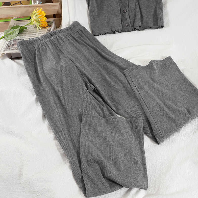 DEAT Women Round-neck T-shirt Drawstring Long Pants Arrivals Two Piece Set Temperament Fashion Spring Summer 11D843 210709
