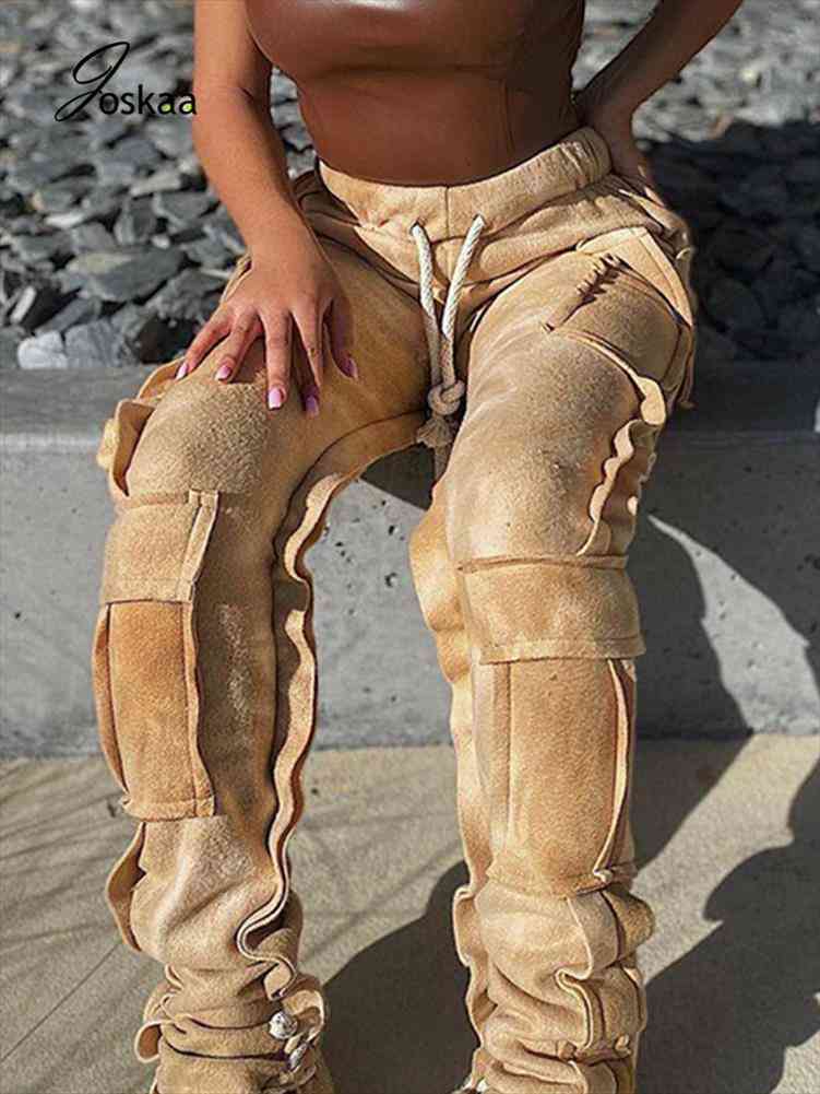 Pockets Tie Dye Flare Trousers For Streetwear Joggers Women Winter Bell Bottom Cargo Pants Casual Outwear Long Leggings, Black;white
Pockets Tie Dye Flare Trousers For Streetwear Joggers Women Winter Bell Bottom Cargo Pants Casual Outwear Long Leggings, Black;white