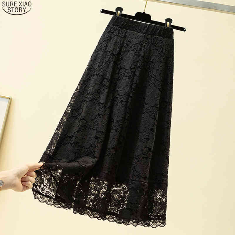 Sexy Black Long Summer Plus Size High Waist Loose A- Line Midi Skirt For Women Skirts Faldas 9833 210415