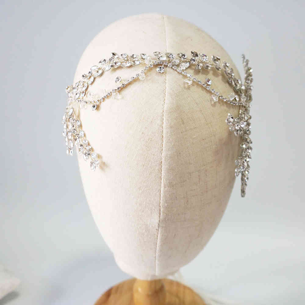 Vintage Crystal Bridal Hair Vine Headband Antique Silver Luxury Wedding Headpiece Crown Fashion Women Hair Accessories CJ191226