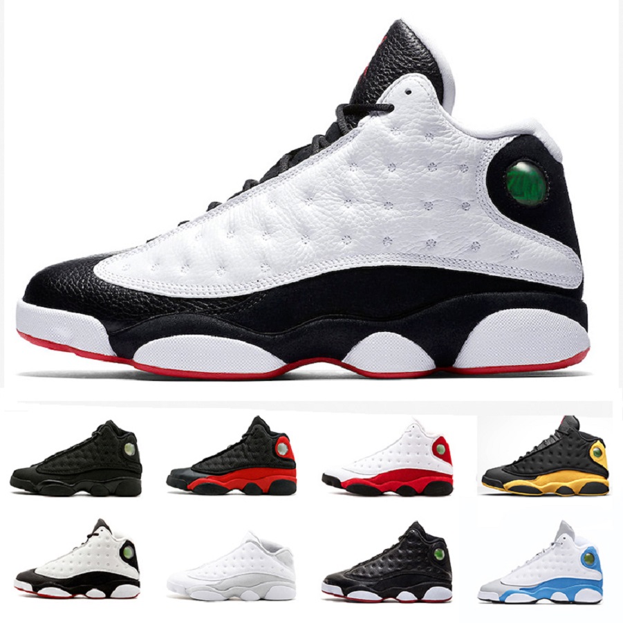 XIII 13s 13 Chaussures de basket-ball pour hommes Sneaker de sport 41-47 Casquette et robe Black Cat Phantom Infrared Island Green Pure Money Chi