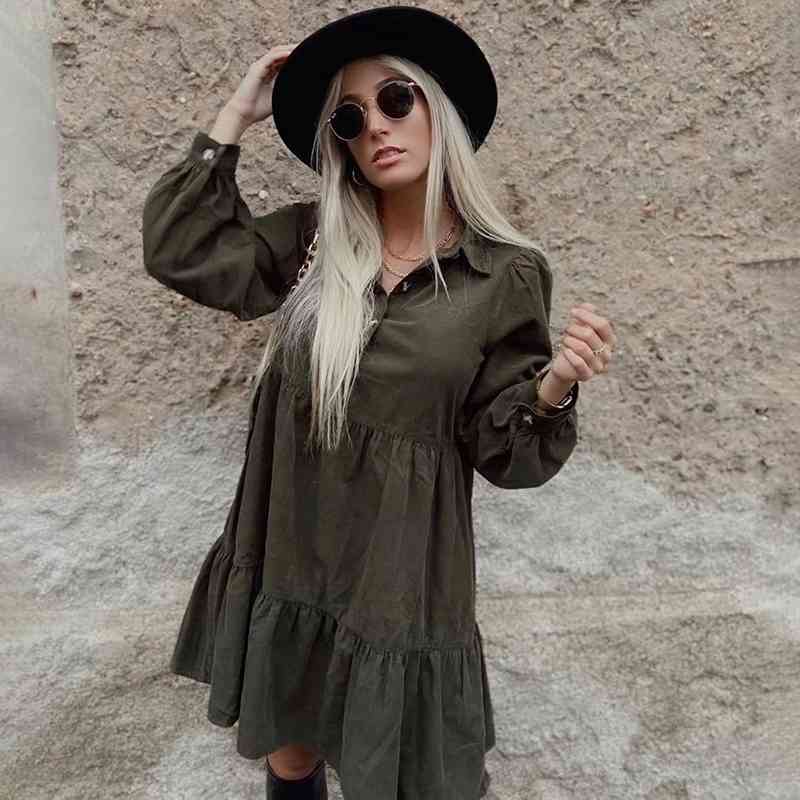 Vintage Women Green Ruffles Dress Spring-Summer Sweet Ladies Fashion Boho Layred Dresses Party Female Chic 210430