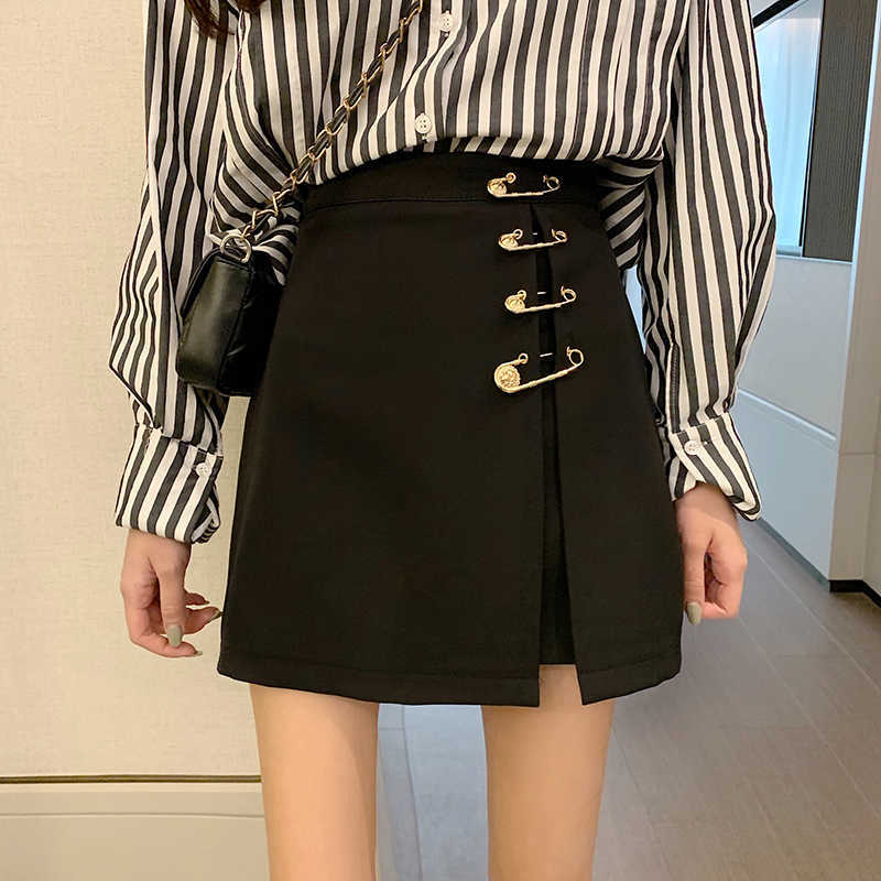 Elegant fashion summer paper clip personality punk casual female Korean Ulzzang split sexy high waist chic skirt 210608, Black
Elegant fashion summer paper clip personality punk casual female Korean Ulzzang split sexy high waist chic skirt 210608, Black
