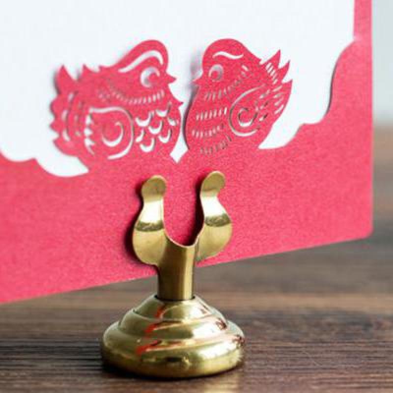 37x30mm Stainless Steel u Mini Table Desk Sign Tag Number Name Card Holder Stand Wedding Restaurant Home Decoration Silver Gold