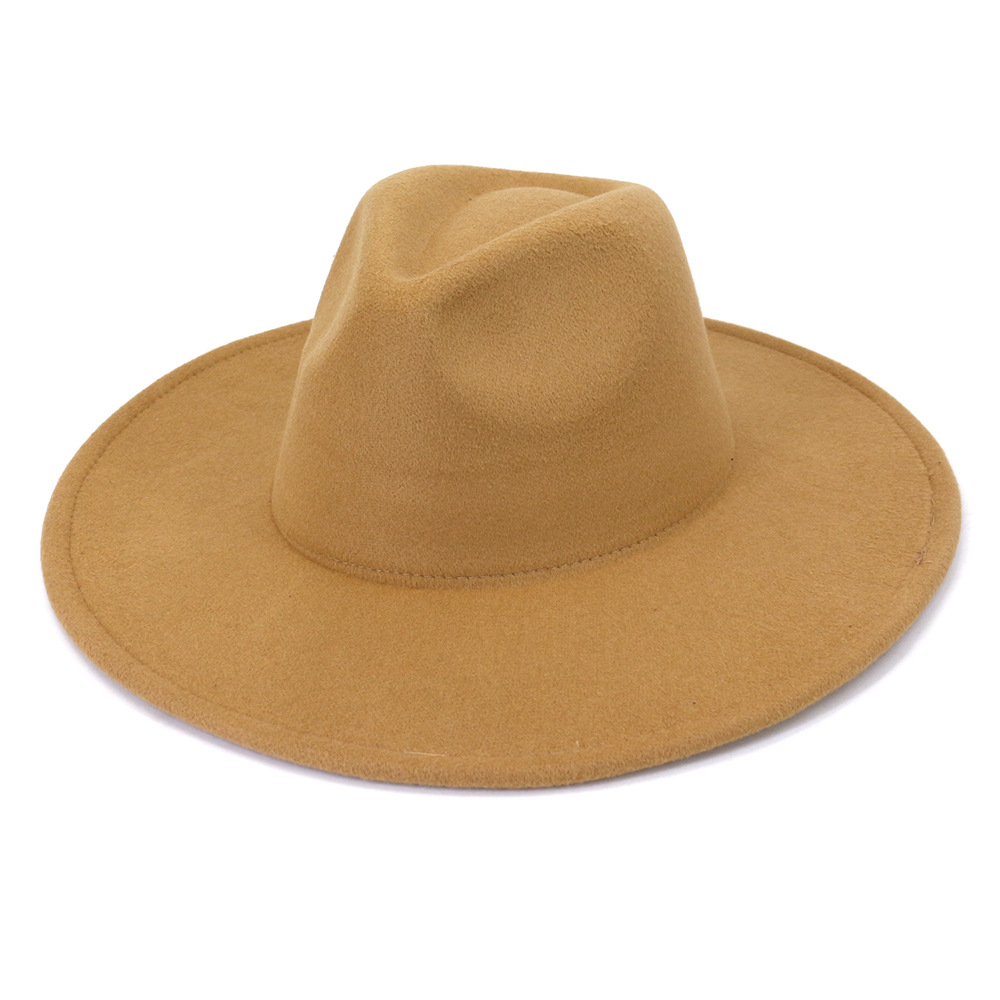 Whole Fashion Men Women Solid Color Peach Heart Party Top Hat Ladies Panama Style Wide Brim Wool Felt Fedora Hats